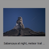 Sabancaya at night, meteor trail above